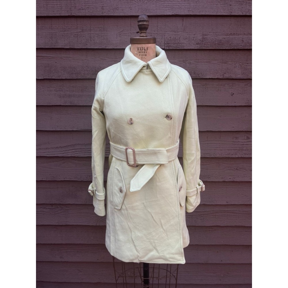 J.Crew Stadium Cloth Nello Gori Wool Blend Trench Coat Lime Green Size 4